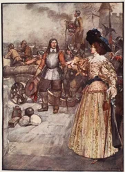 „Parancsolta a parancsnoknak, hogy töltse be az ágyút”, Mary MacGregor „Franciaország története” című művéből, 1920 (színes litó)